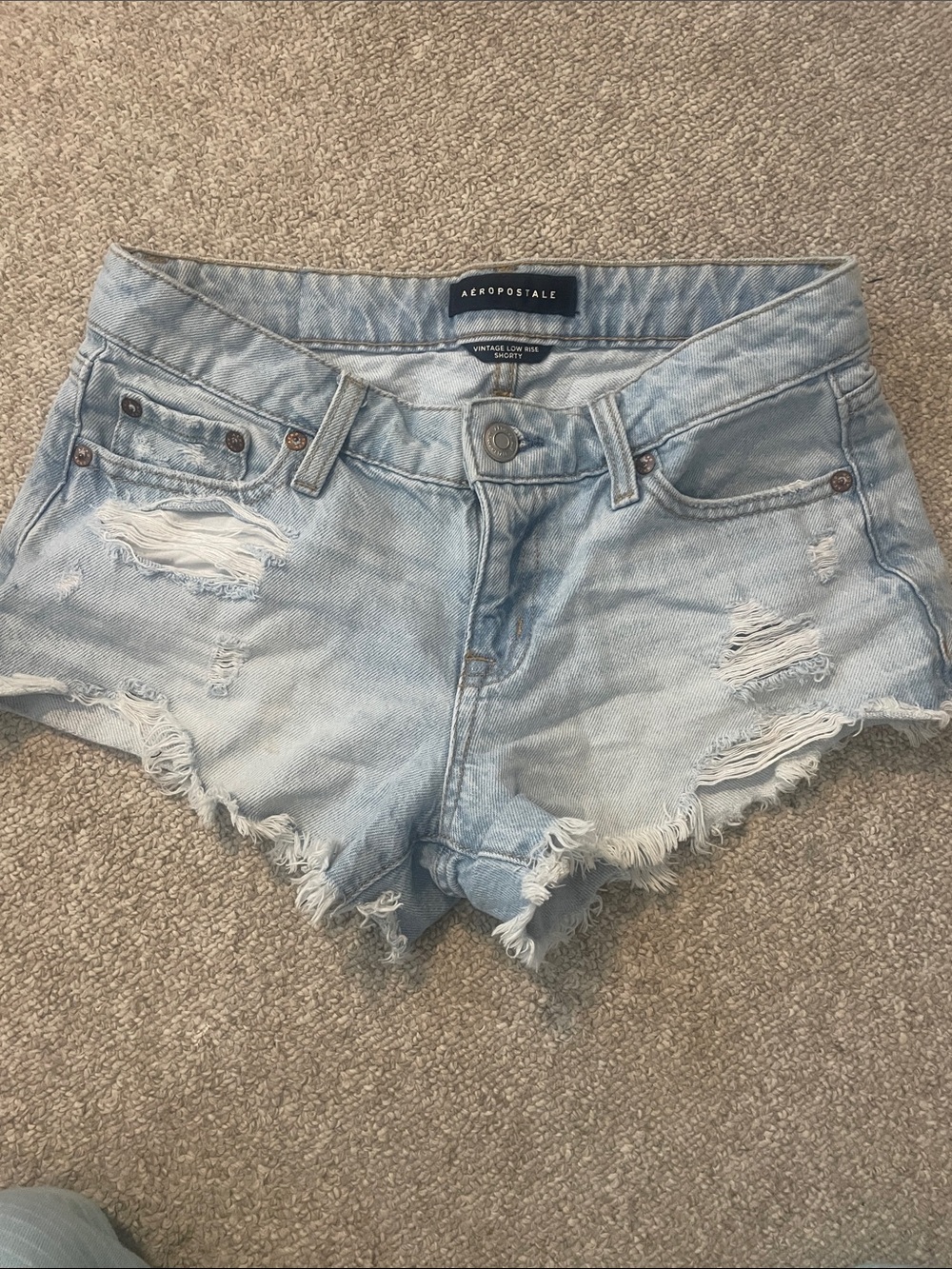 Aeropostale Light Blue Distressed Denim Cutoff Shorts